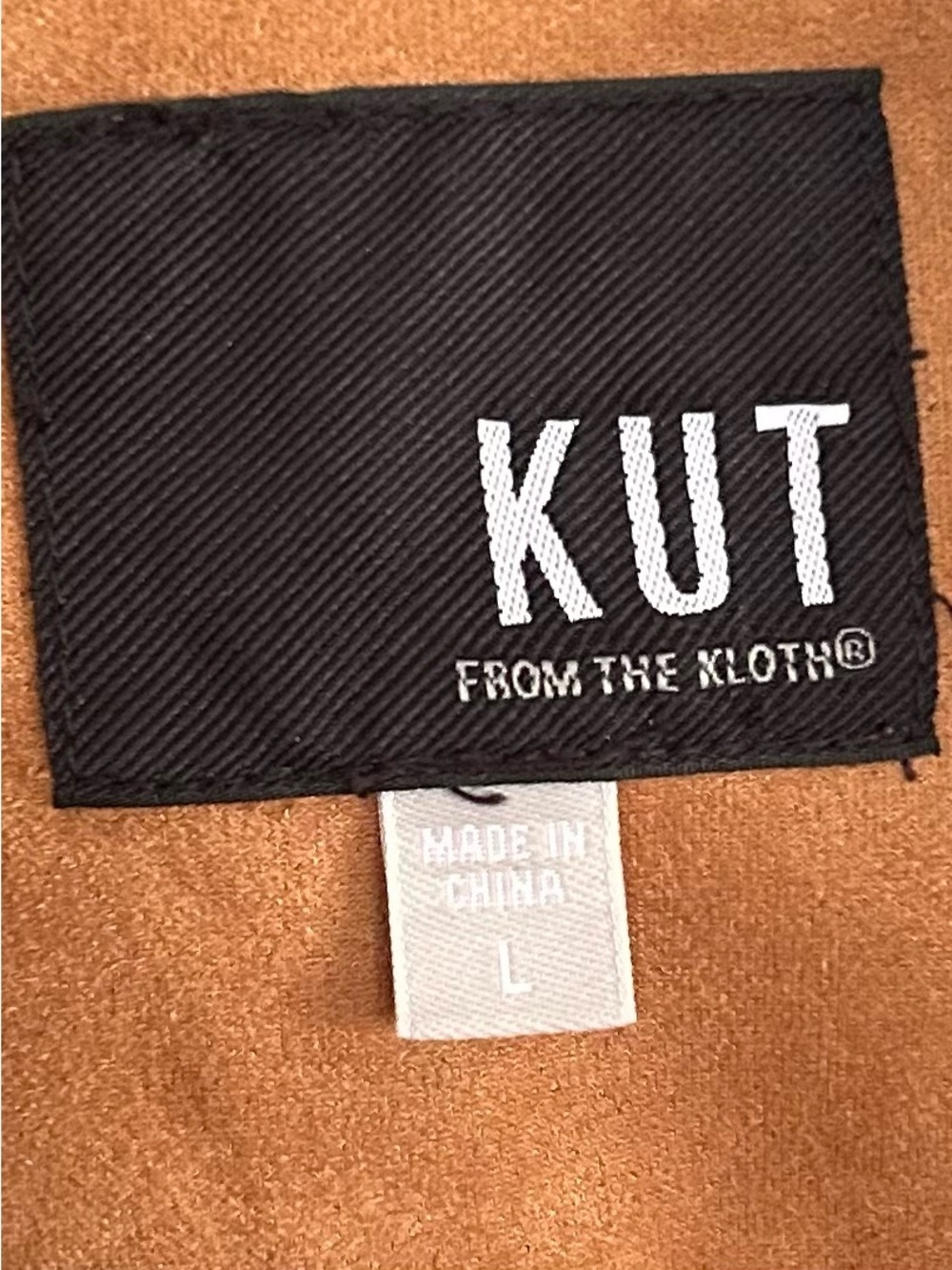 KUT From The Kloth Faux Suede Moto Jacket Camel Brown Size L - Picture 6 of 7